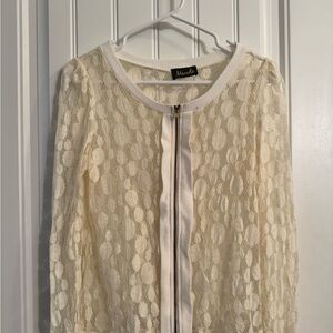 Maude Ivory Lace Zip-Up Top M